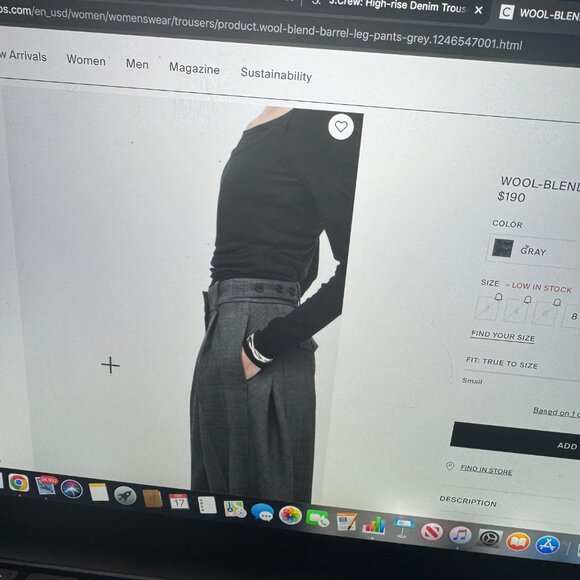 COS Wool-Blend Barrel-Leg Pants, Size 2 - Picture 2 of 4